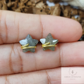 Tiny Labradorite studs, star shape jewelry, wire wrap earrings, minimalist crystal jewelry, boho earrings, small stud, gift for her, women